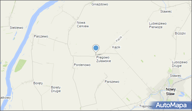 mapa Pręgowo Żuławskie, Pręgowo Żuławskie na mapie Targeo